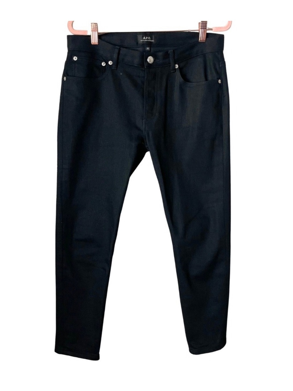 A.P.C Jeans Mens Size 30 Black Slim Tapered Coated Denim‎ Petit New Standard